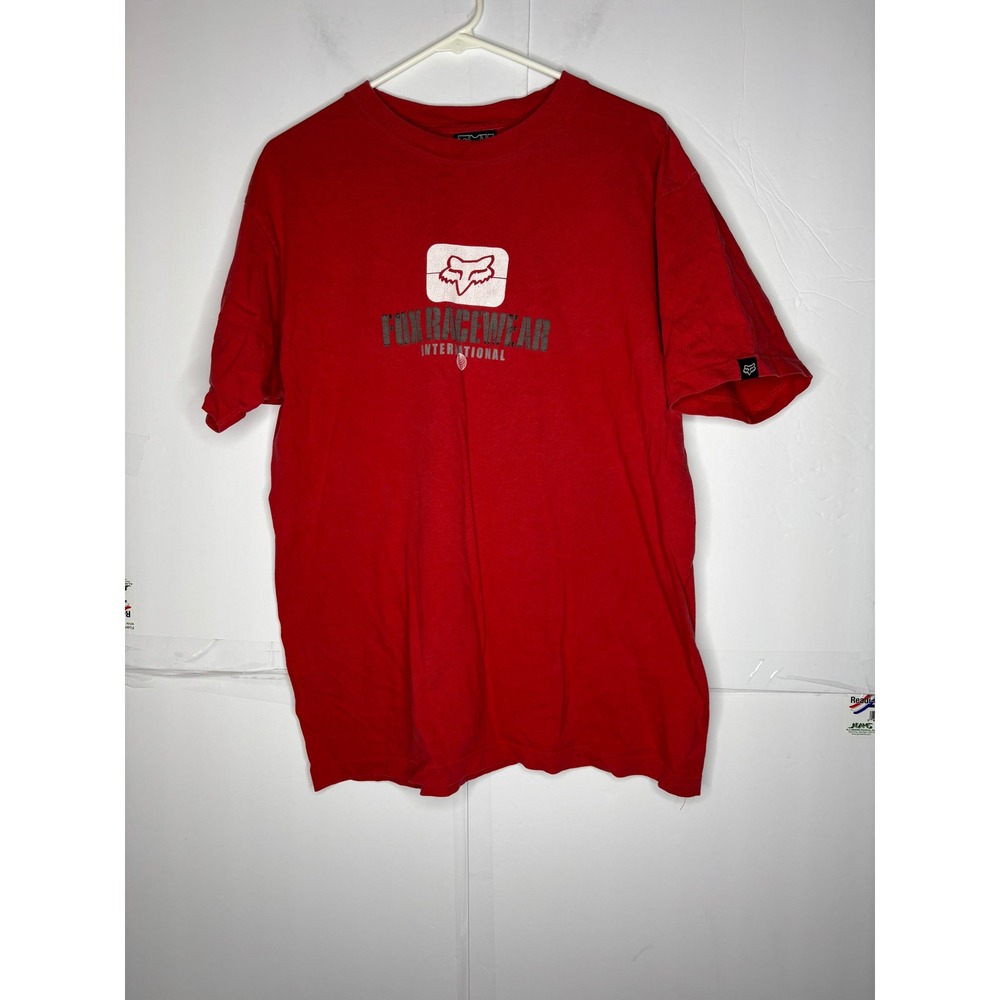 Vintage Fox Racing T‎ Shirt Mens Large Red Fox Racewear International Y2K MX Tee